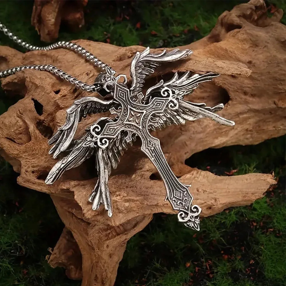 Angel Wings Cross Necklace