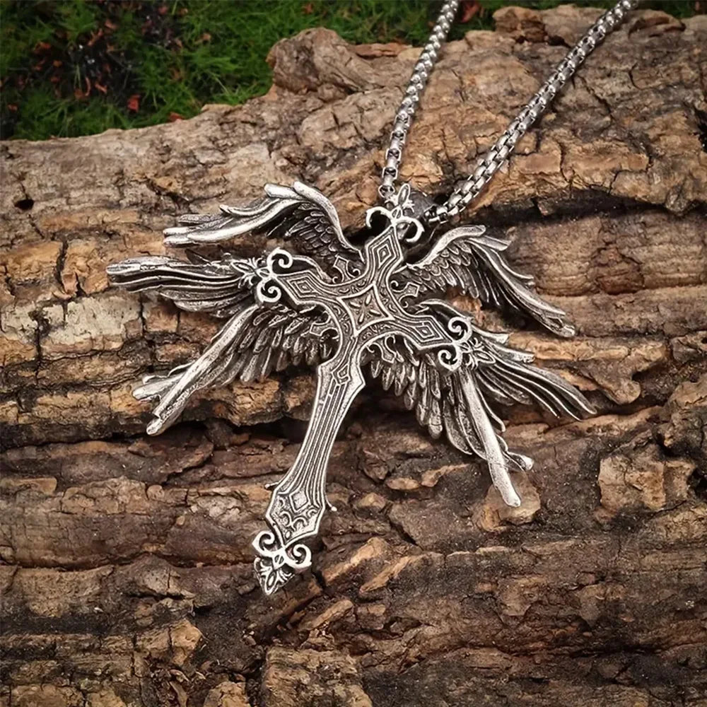 Angel Wings Cross Necklace