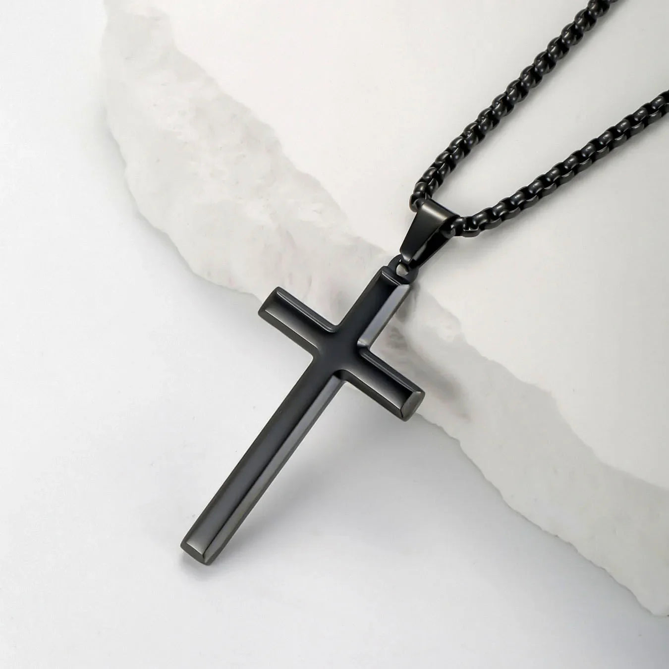 Steel Faith Cross Necklace