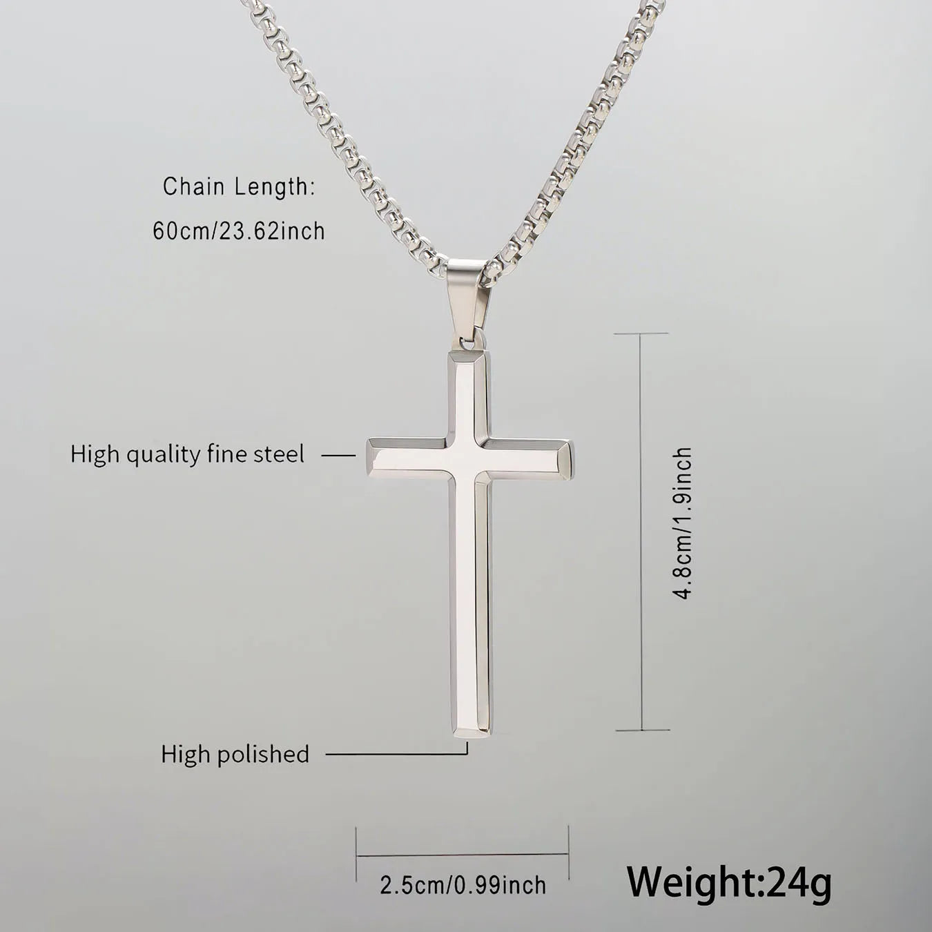 Steel Faith Cross Necklace