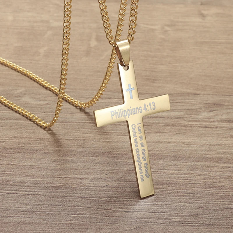 Philippians 4:13 Cross Necklace