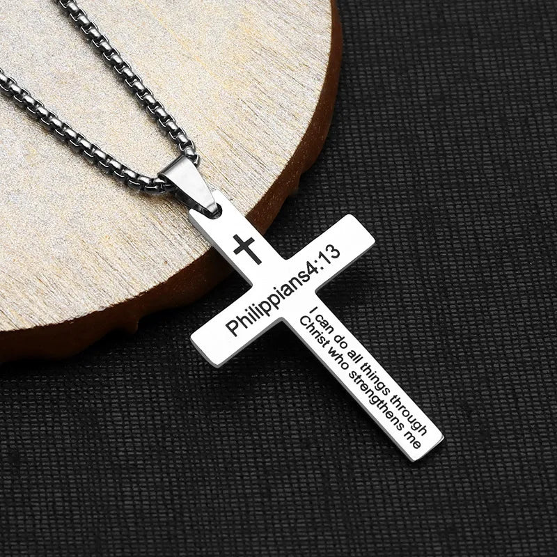 Philippians 4:13 Cross Necklace