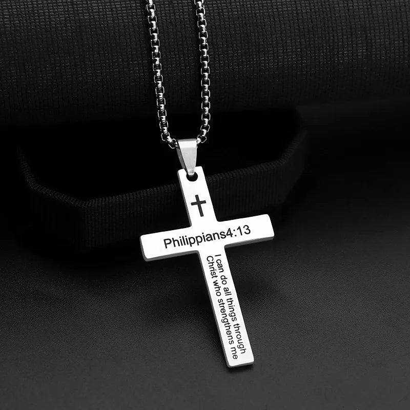 Philippians 4:13 Cross Necklace