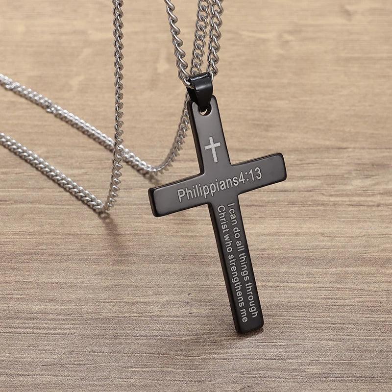 Philippians 4:13 Cross Necklace