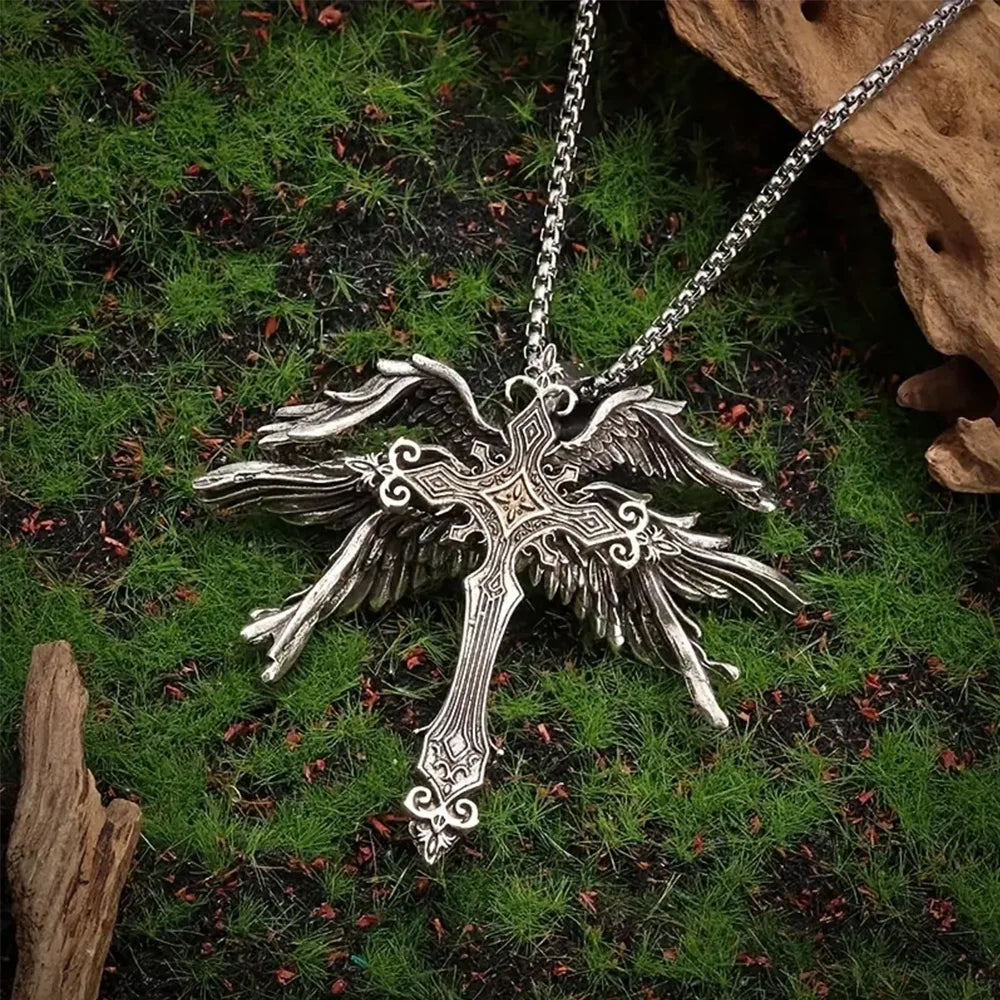 Angel Wings Cross Necklace
