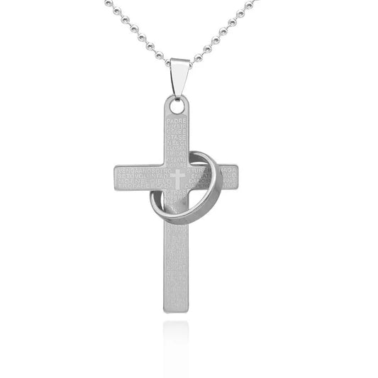 Trendy Cross Pendant Necklace Hip Hop Bible Verses Jesus Pray Cross Beads Chain Necklace Unisex Jewelry Drop Shipping Collares