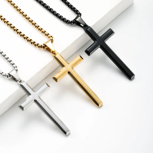 Steel Faith Cross Necklace