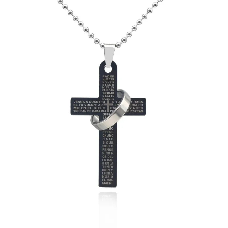 Trendy Cross Pendant Necklace Hip Hop Bible Verses Jesus Pray Cross Beads Chain Necklace Unisex Jewelry Drop Shipping Collares