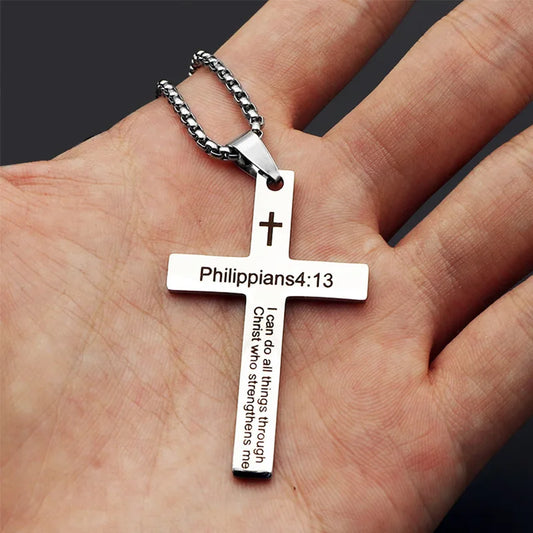 Philippians 4:13 Cross Necklace
