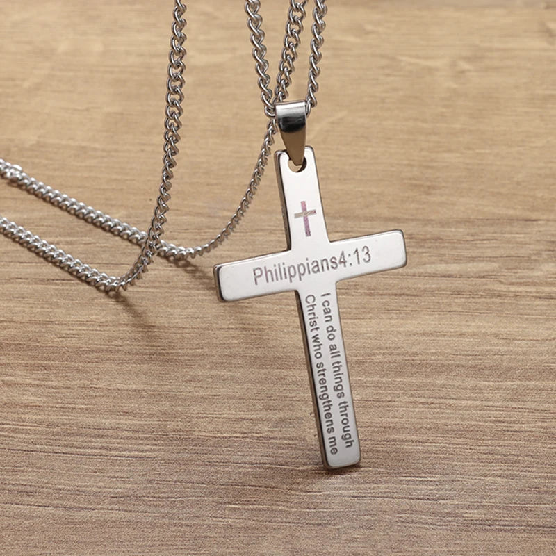 Philippians 4:13 Cross Necklace