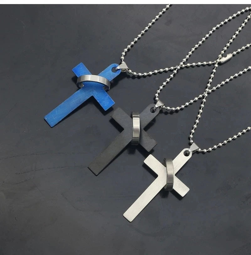 Trendy Cross Pendant Necklace Hip Hop Bible Verses Jesus Pray Cross Beads Chain Necklace Unisex Jewelry Drop Shipping Collares